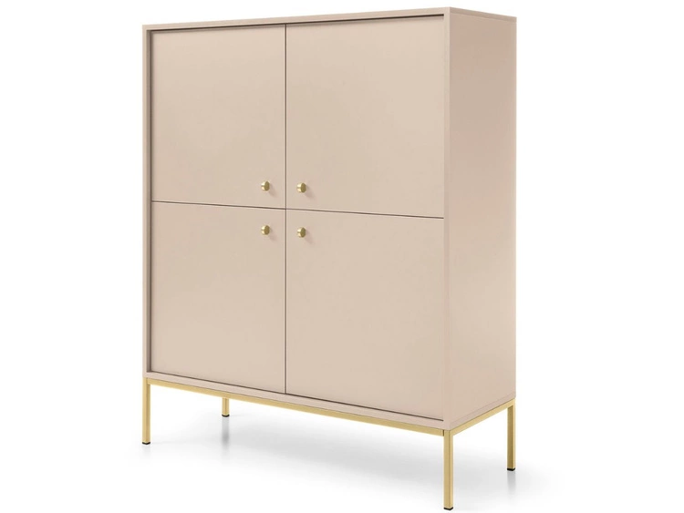 Komoda z drzwiami na złotych nóżkach Amor Beż piaskowy