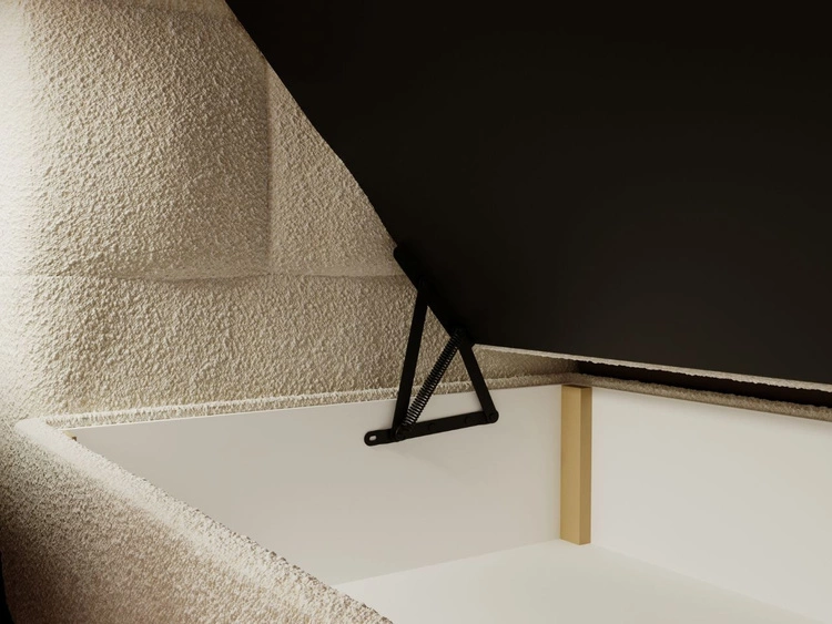 Łóżko kontynentalne z pojemnikiem na pościel 200x200 Alicante w tkaninie bouclé Beżowe