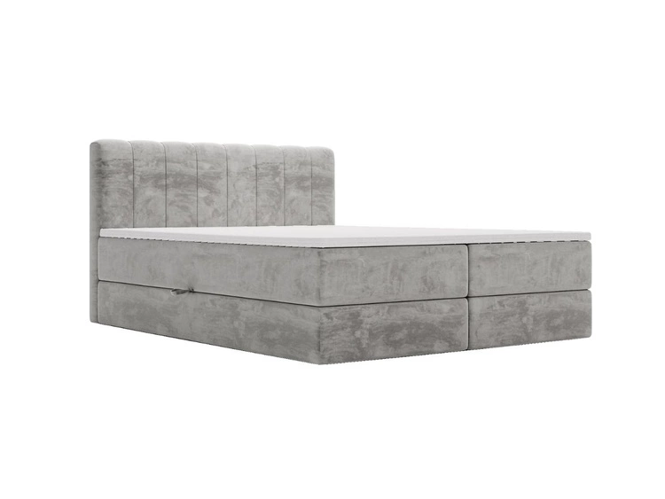 Łóżko kontynentalne z pojemnikami na pościel 120x200 Forte Jasnoszare