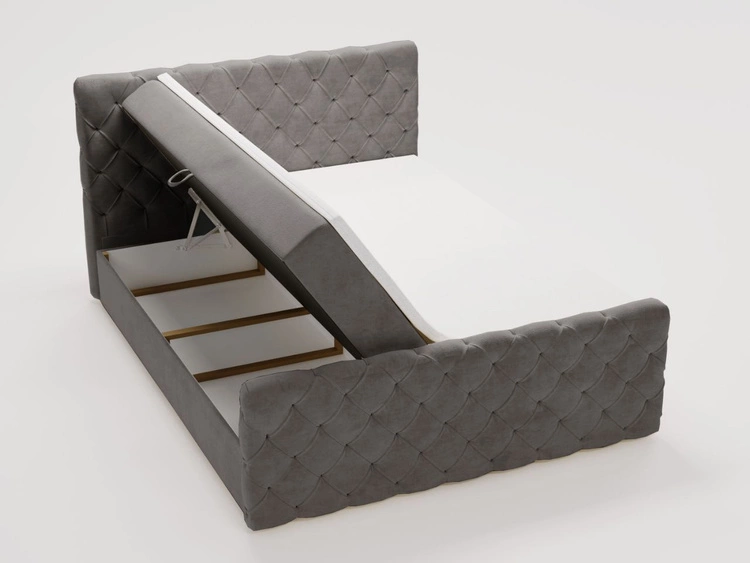 Łóżko kontynentalne z pojemnikiem na pościel 160x200 Lunaris Ciemnoszare