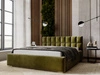 Łóżko tapicerowane z pojemnikiem i stelażem 200x200 Hugo Zielone