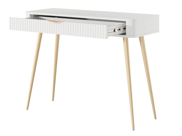 Toaletka ze złotymi metalowymi nogami Latina Biała