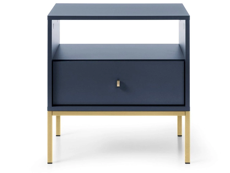 Stolik nocny z szufladą na złotych nóżkach Amor Granatowy