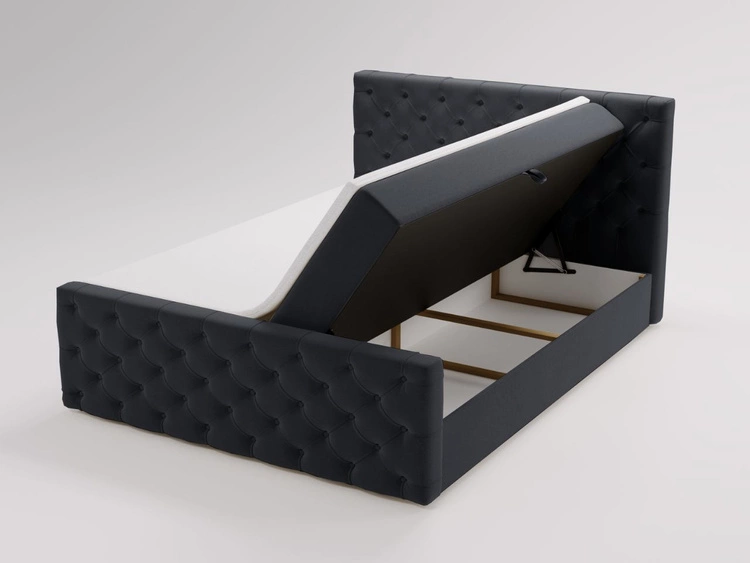 Łóżko kontynentalne z pojemnikiem na pościel 140x200 Montego Ciemnoszare