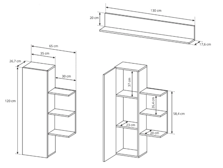 Zestaw mebli do salonu Alvano Dąb craft Złoty, Antracyt