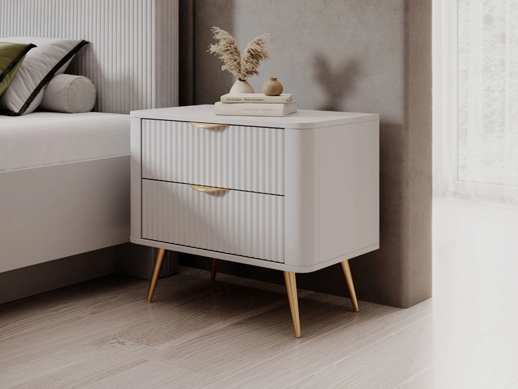 Stolik nocny z szufladami Latina Biały