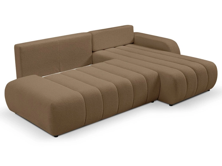 Narożnik z pojemnikiem i funkcją spania Prawy Adoro Brązowy