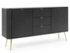 Komoda z drzwiami i szufladami na złotych nogach Viva Czarna