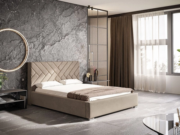 Łóżko tapicerowane z pojemnikiem i stelażem 120x200 Tonale Beżowe