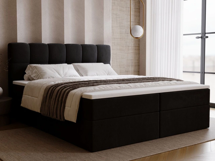 Łóżko kontynentalne z pojemnikiem na pościel 200x200 Maison Czarne