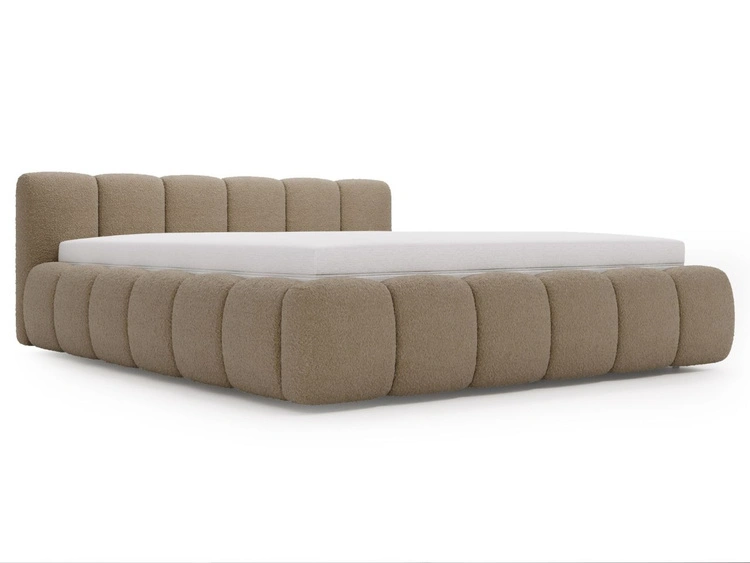 Łóżko tapicerowane z pojemnikiem i stelażem 200x200 Cloud Low brązowe