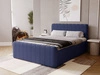 Łóżko kontynentalne z pojemnikiem na pościel 160x200 Osteno Ciemnoniebieskie