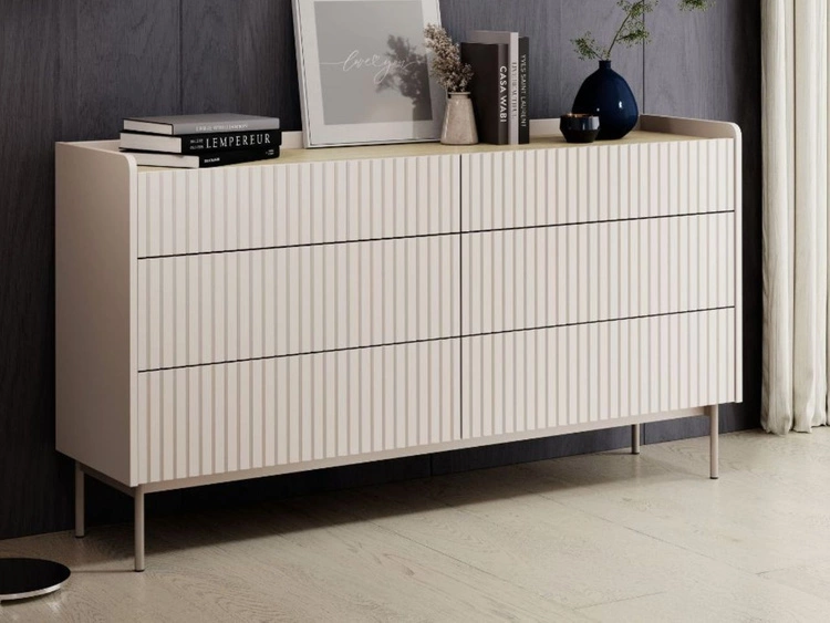 Komoda z 6 szufladami Abios Beżowy, Dąb Scandi