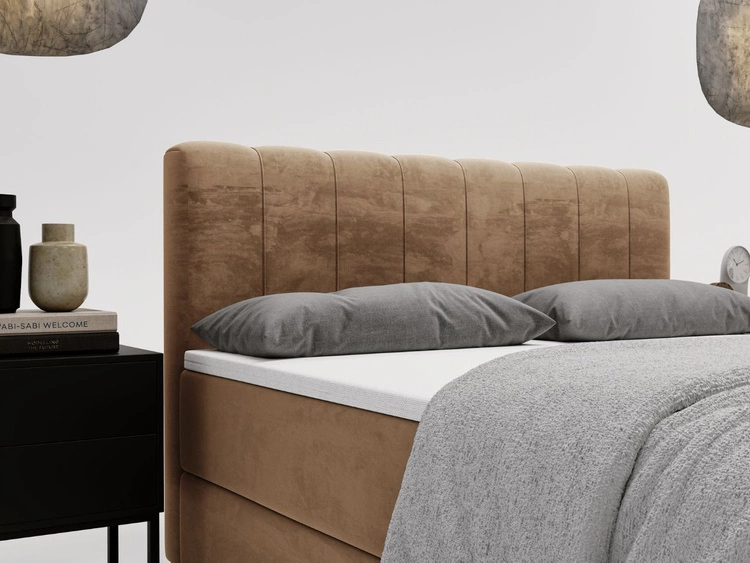 Łóżko kontynentalne z pojemnikami na pościel 120x200 Forte Beżowe