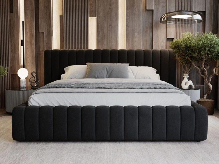 Łóżko tapicerowane z pojemnikiem i stelażem 180x200 Bliss Czarne
