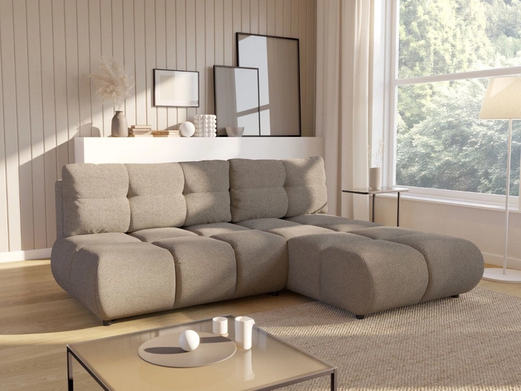 Narożnik z funkcją spania i pojemnikiem Prawy Milet Jasnoszary