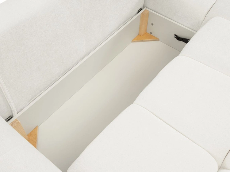 Narożnik L uniwersalny z funkcją spania i pojemnikiem Bene Kremowy