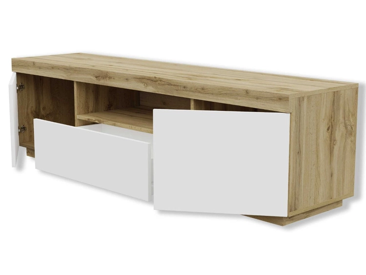 Zestaw mebli do salonu - szafka RTV i komoda Asumi Biały i dąb wotan