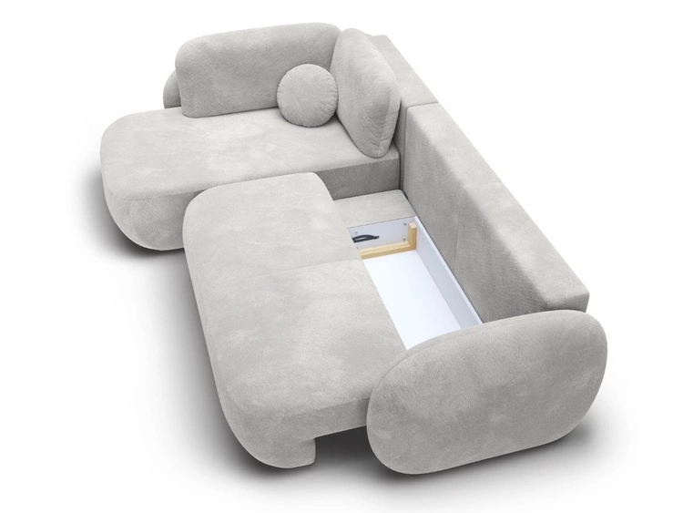 Narożnik z funkcją spania i pojemnikiem Lewy Carino Jasnoszary