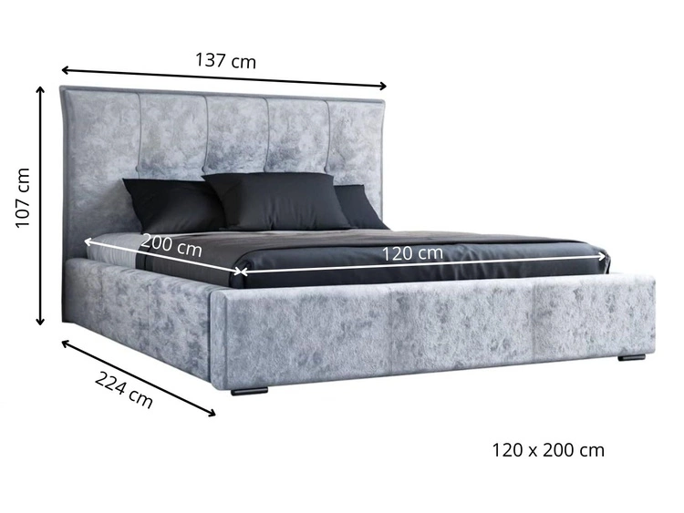 Łóżko tapicerowane z pojemnikiem i stelażem 120x200 Valencia Czarny