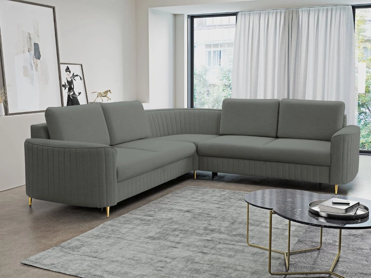 Narożnik L Lewy z funkcją spania i pojemnikiem Limon Szary