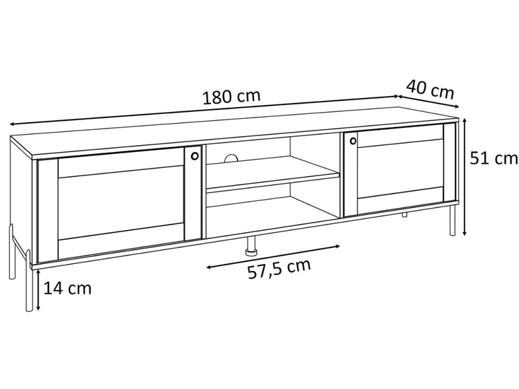 Szafka RTV boho dwudrzwiowa na metalowych nogach Bellance dąb puccini