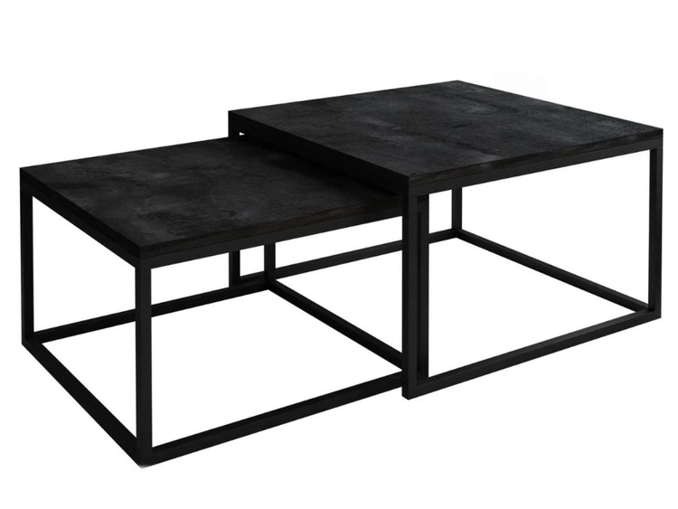 Stolik kawowy na czarnym metalowym stelażu Asumi Czarny 36x42
