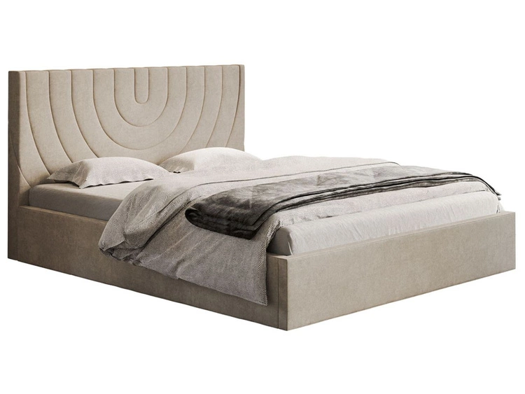 Łóżko tapicerowane z pojemnikiem i stelażem 160x200 Corti Beżowy