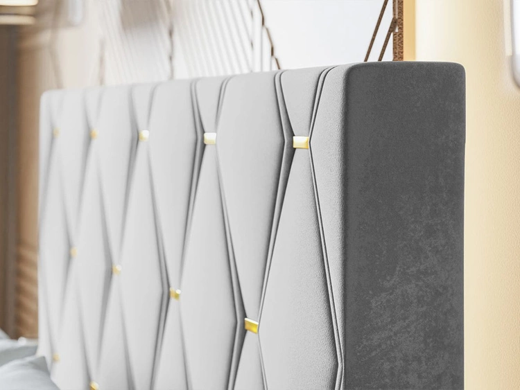 Łóżko tapicerowane z pojemnikiem i stelażem 120x200 Tasso Niebieskie