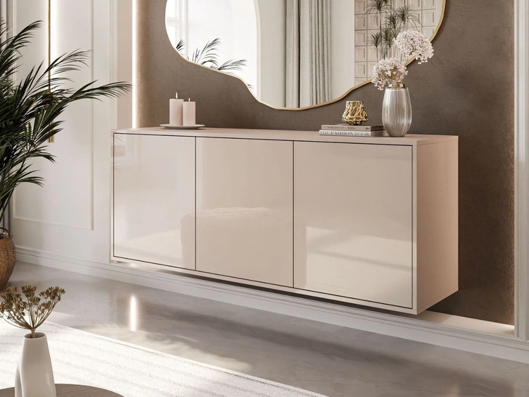 Trzydrzwiowa komoda 154 cm w stylu glamour wisząca Vivance kaszmir połysk