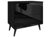 Stolik nocny z szufladami na czarnych nogach Nuveo Czarny połysk