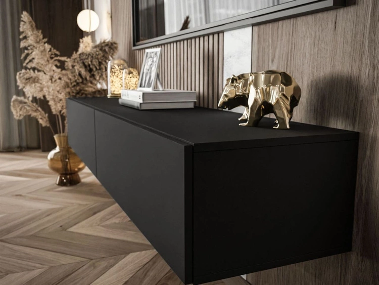 Szafka RTV dwudrzwiowa wisząca 175 cm Sorelle czarny mat