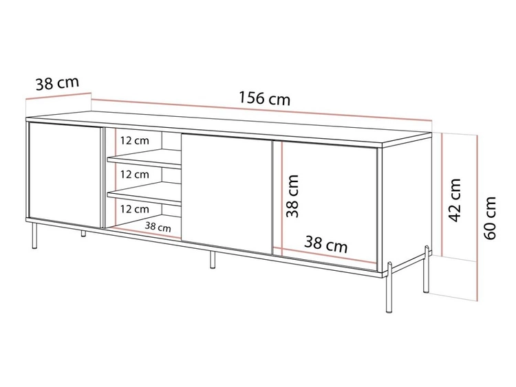 Szafka RTV glamour pod telewizor z drzwiczkami na czarnych nogach Vivance Kaszmir połysk