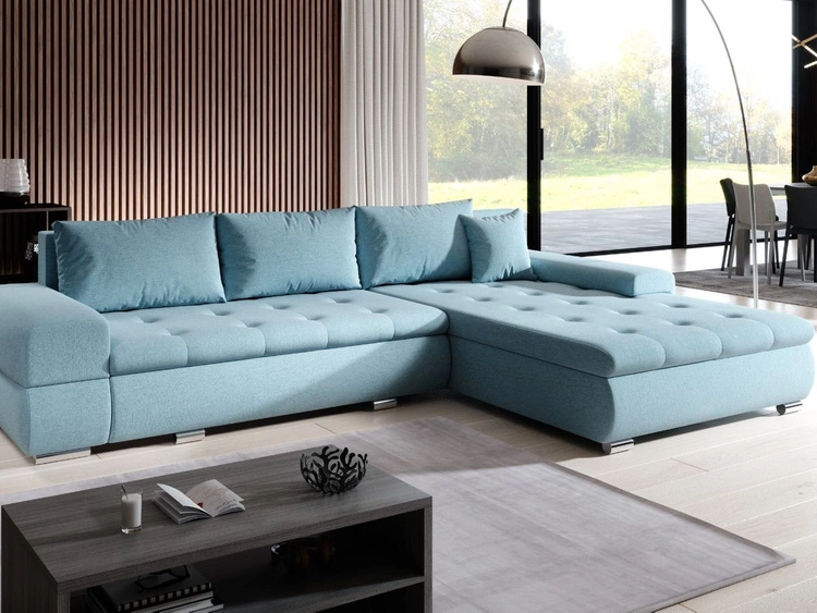 Narożnik L uniwersalny z funkcją spania i pojemnikiem Sonia Niebieski