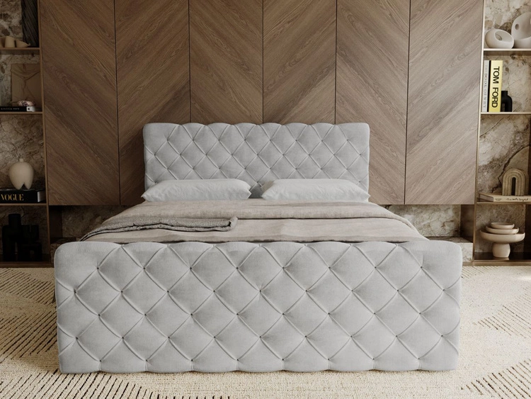 Łóżko kontynentalne z pojemnikiem na pościel 120x200 Lunaris Jasnoszare