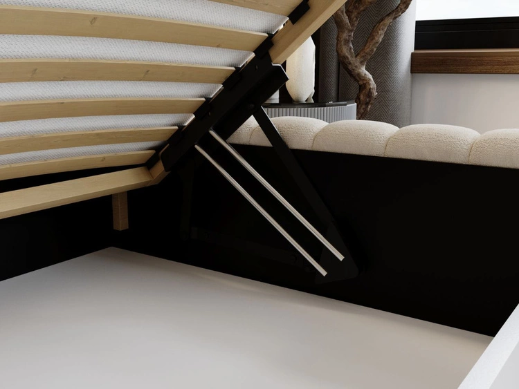 Łóżko tapicerowane z pojemnikiem i stelażem 180x200 Bliss Beżowe