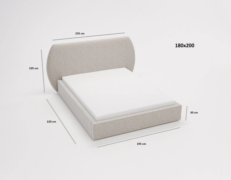 Łóżko tapicerowane z pojemnikiem i stelażem 180x200 cm Blossom Brązowe