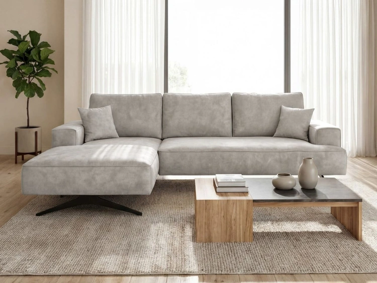 Narożnik L Lewy na metalowych nóżkach Leto szary