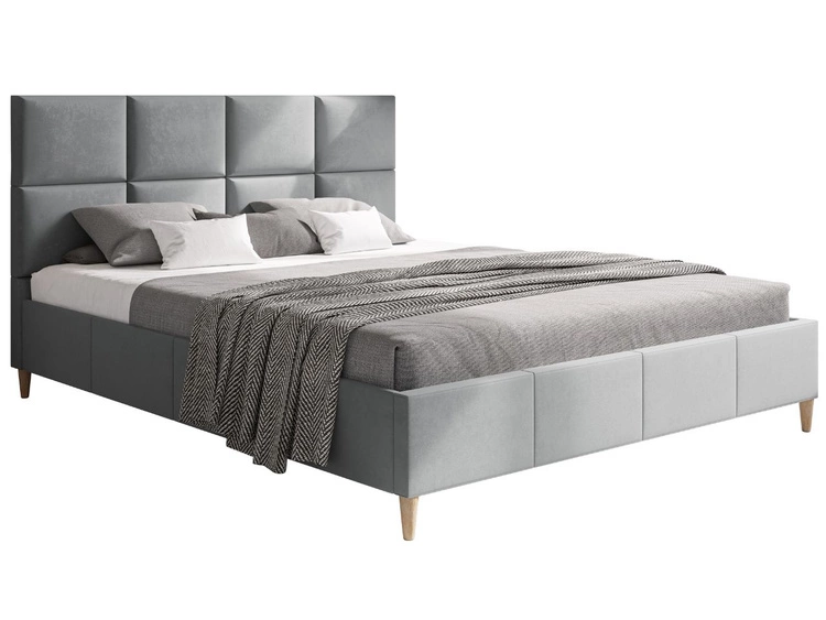 Łóżko tapicerowane ze stelażem 140x200 Luxe Jasny Szary