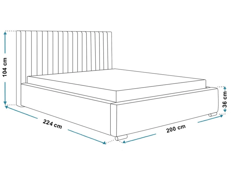 Łóżko tapicerowane z pojemnikiem i stelażem 180x200 Toscania Czarne