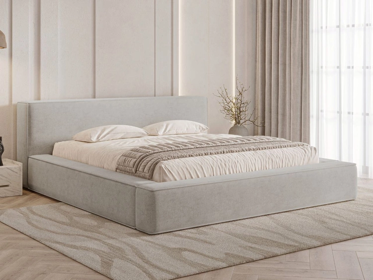 Łóżko tapicerowane z pojemnikiem i stelażem 180x200 Mali Szare