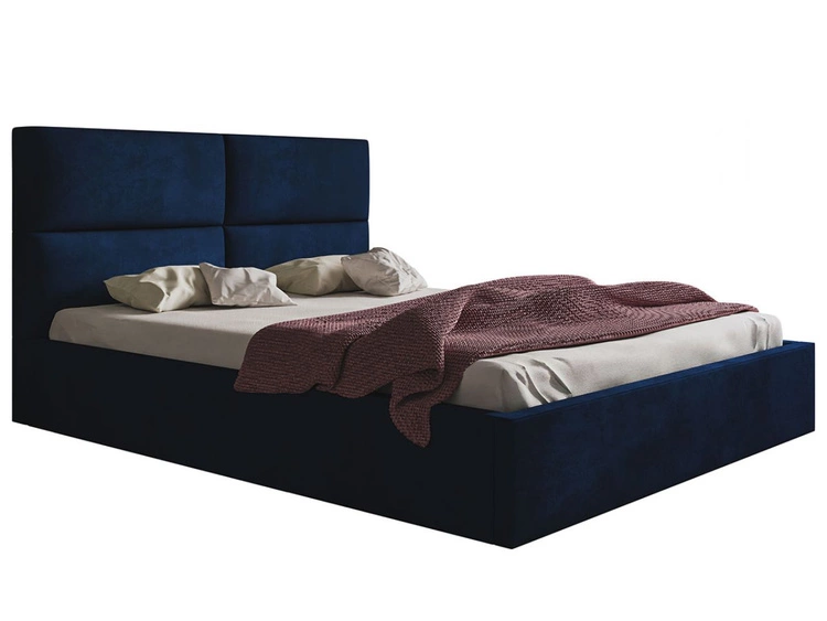 Łóżko tapicerowane z pojemnikiem i stelażem 120x200 Marad granatowe