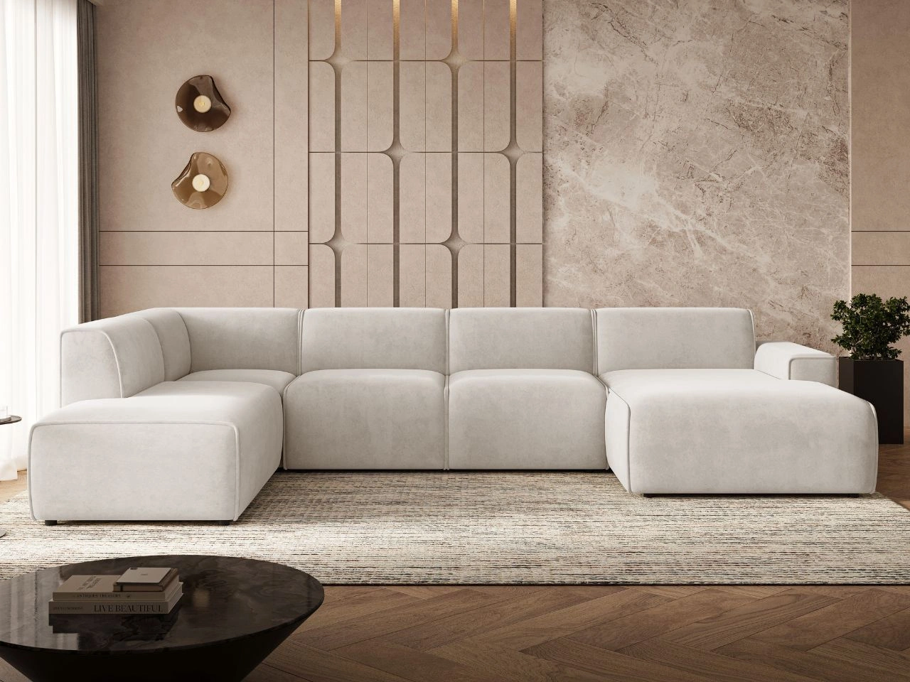 Narożnik U Lewy Belluno Beżowy jasny