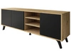 Szafka RTV pod telewizor z drzwiczkami i czarnymi nogami Vivance Czarny i dąb artizan