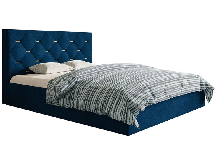 Łóżko tapicerowane z pojemnikiem i stelażem 180x200 Salento granatowe