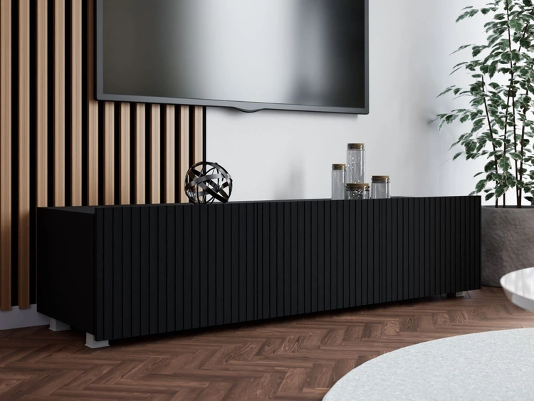 Szafka pod telewizor z drzwiczkami Kioto Czarna