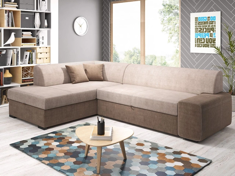 Narożnik L Lewy z funkcją spania i pojemnikiem Fresto Brązowy