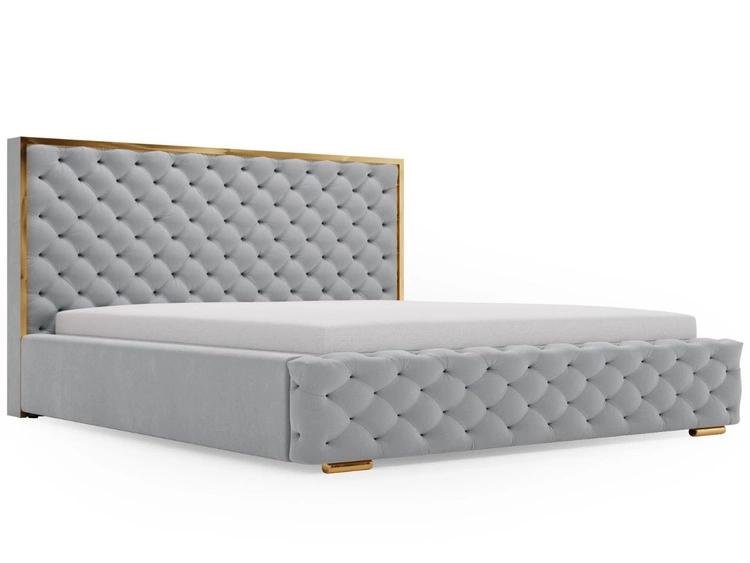 Łóżko tapicerowane z pojemnikiem i stelażem 120x200 Wave Szary