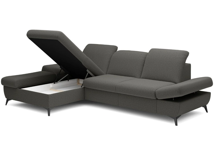 Narożnik L Lewy z funkcją spania i pojemnikiem Hannover Ciemnoszary