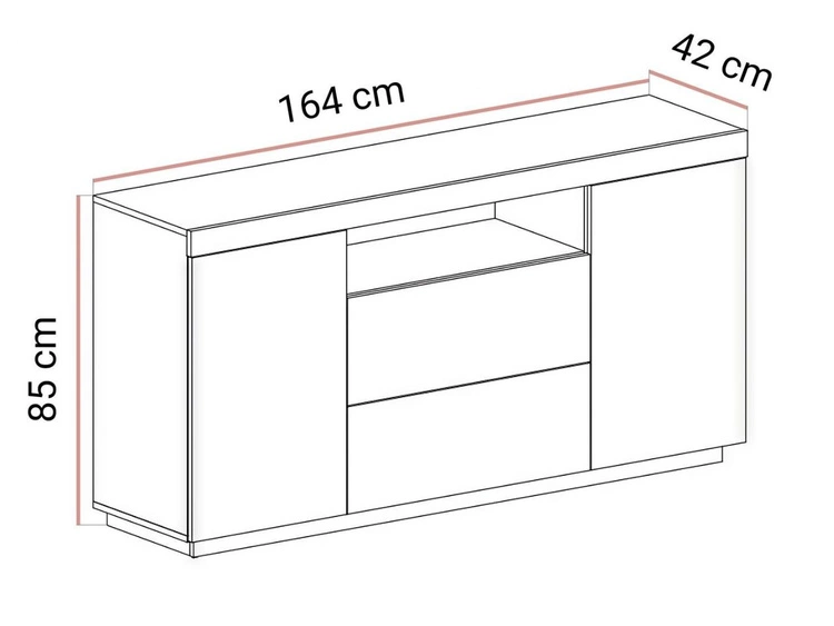 Zestaw mebli do salonu - szafka RTV i komoda Asumi Czarny i dąb wotan